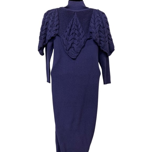 Vivienne Tam Dresses Purple Indigo Knit Shawl Sweater Dress - Picture 3 of 9